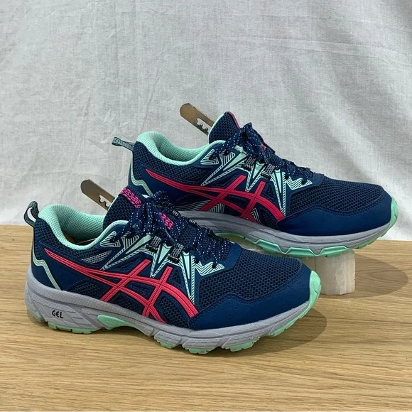 Asics Gel Venture 8 Trail Running Shoes Blue Pink Women’s Size 8 WIDE - Picture 2 of 9
